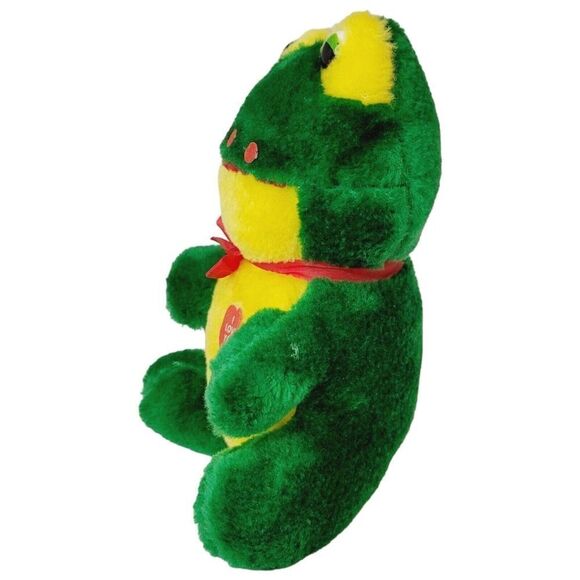 RARE Vintage Shalom Toy Co Frog I Love You 7.5" Plush Stuffed Animal Toy - Picture 2 of 8